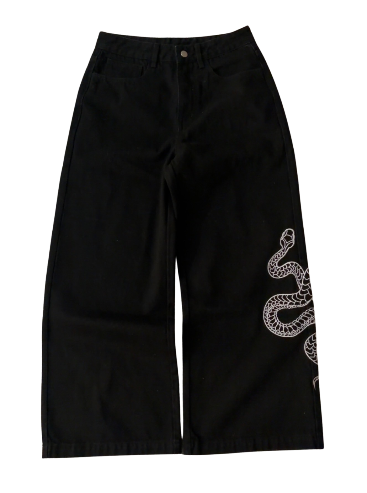 SNAKE BAGGY JEANS - BLACK – DEM