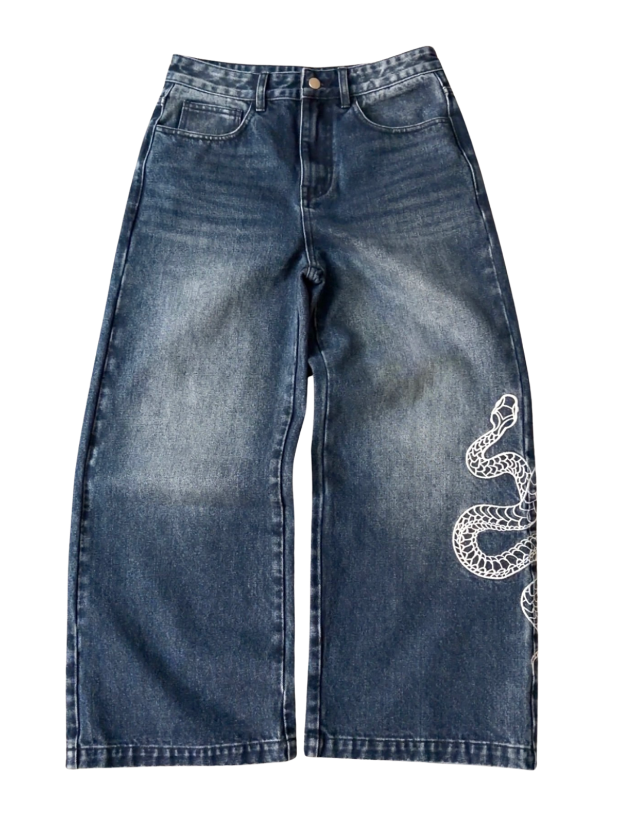 PRE-ORDER | SNAKE BAGGY JEANS - WASHED NAVY – DEM