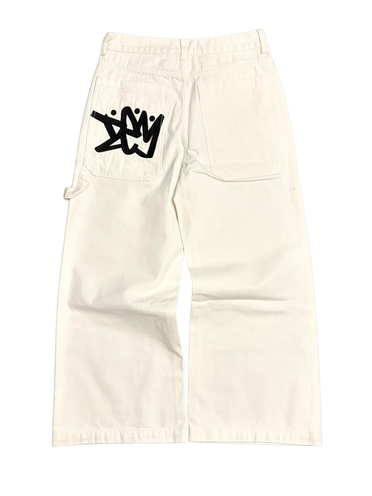 BAGGY LOGO WHITE JEANS
