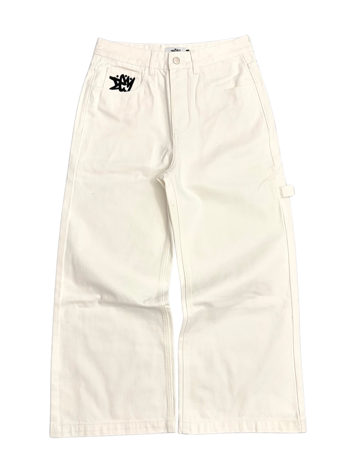 BAGGY LOGO WHITE JEANS