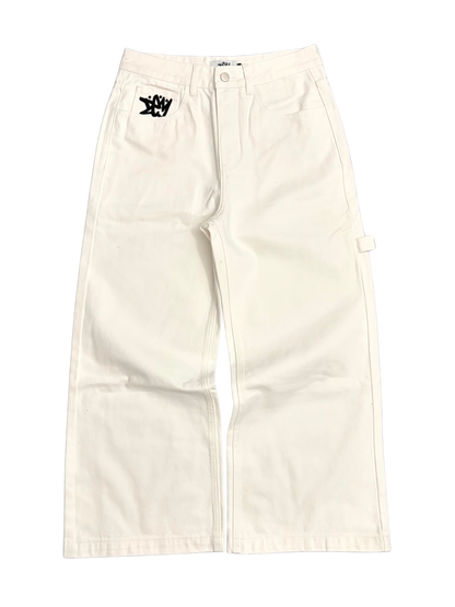 BAGGY LOGO WHITE JEANS