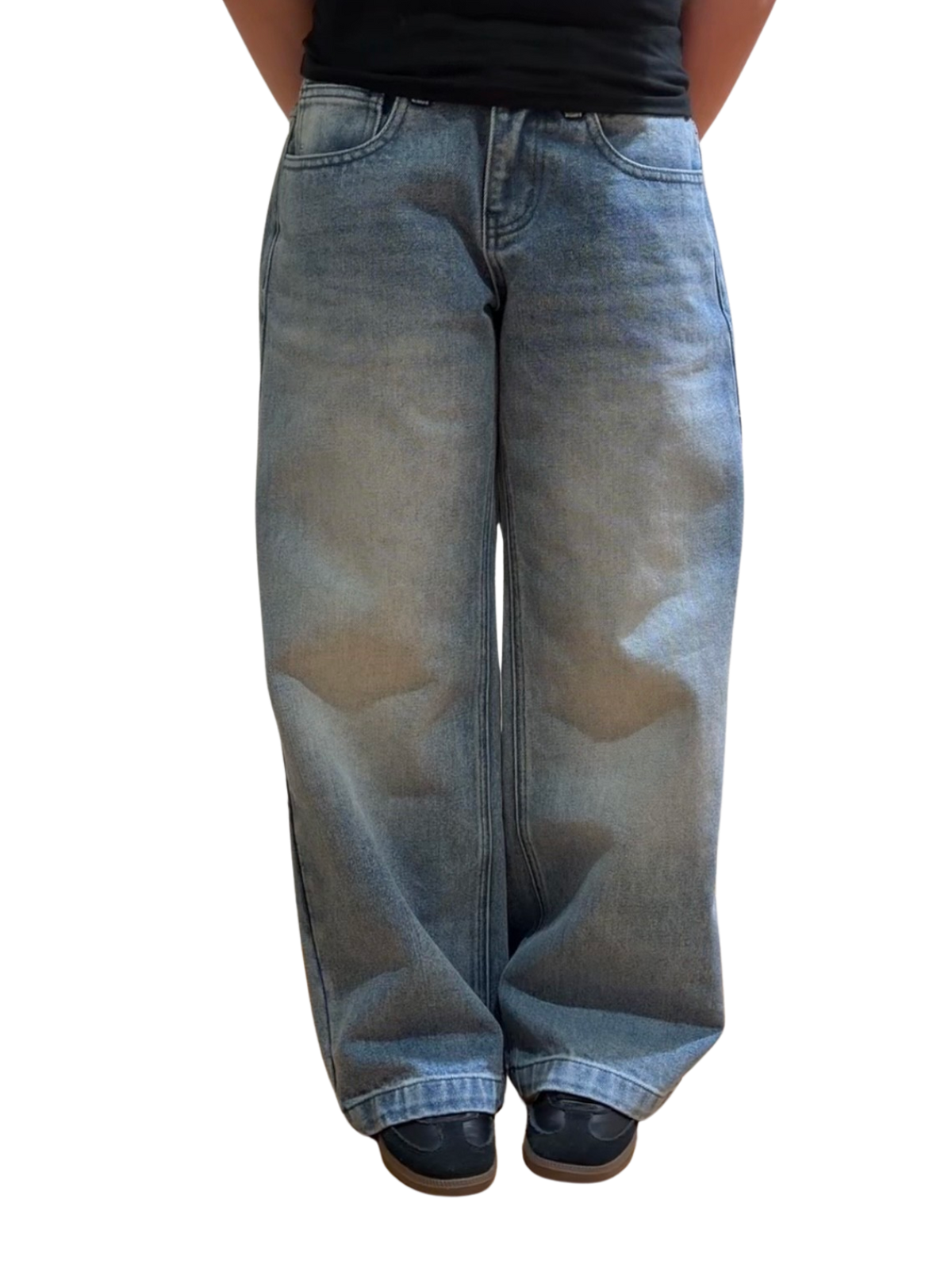 WOMENS LOW RISE BAGGY - WASHED BLUE