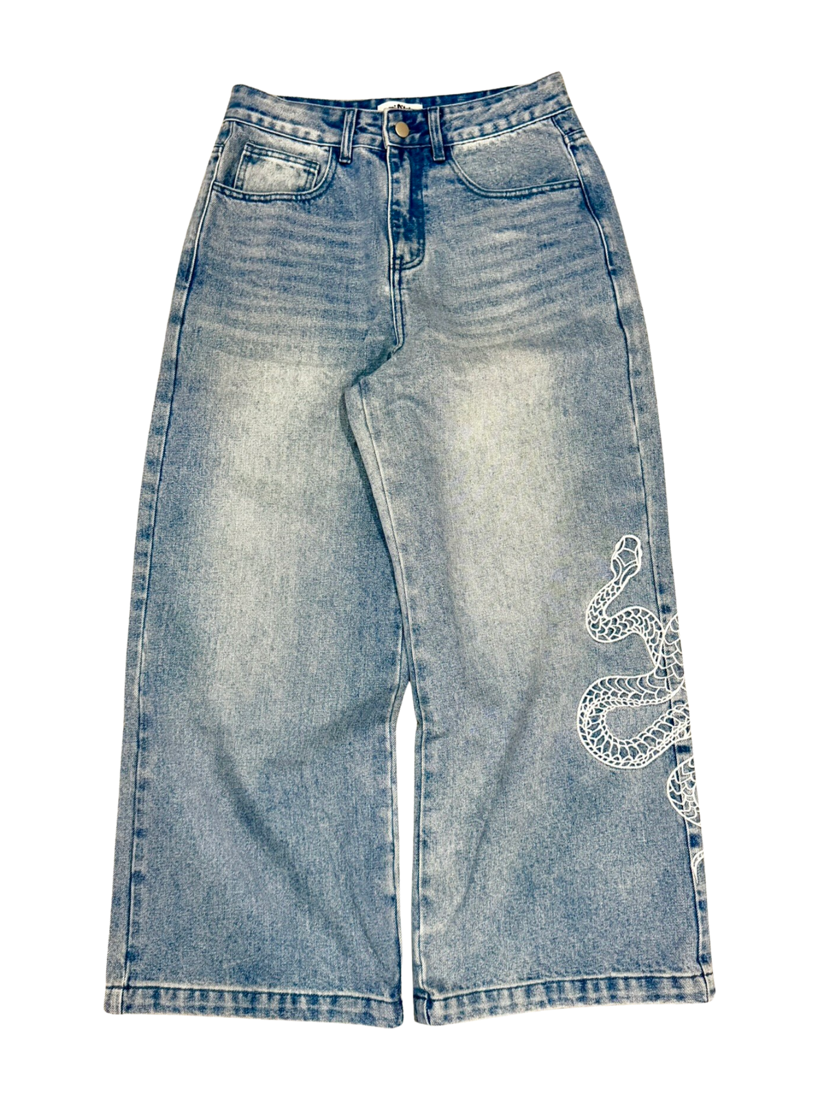 BAGGY SNAKE WASHED BLUE JEANS