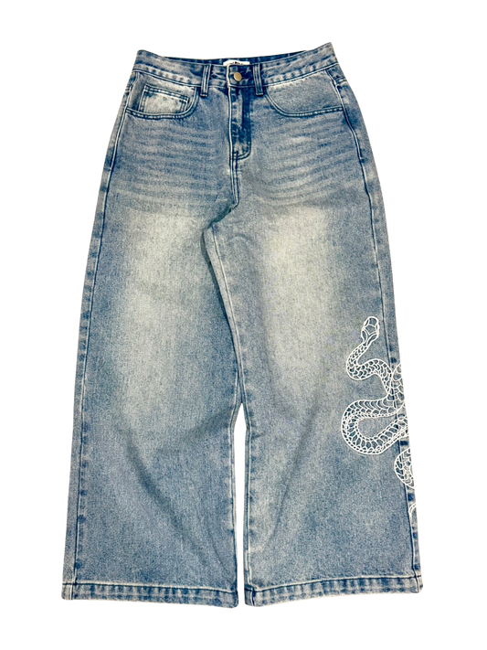 SNAKE BAGGY JEANS - WASHED BLUE
