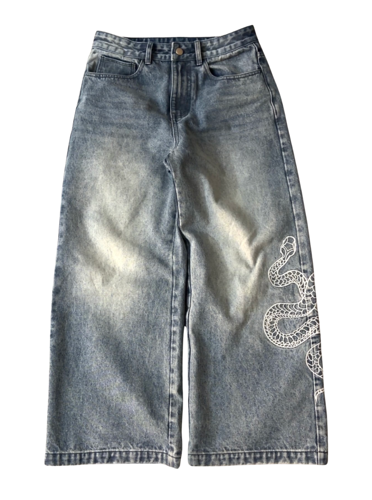 SNAKE BAGGY JEANS - WASHED BLUE – DEM