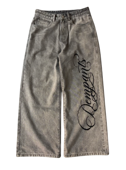 PRE-ORDER | CALIGRAPHY BAGGY JEANS - GREY