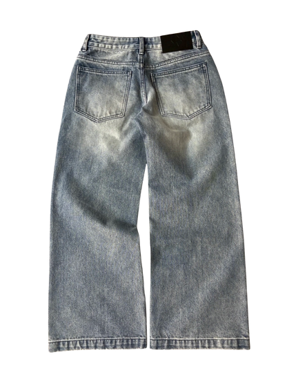 WOMENS LOW RISE BAGGY - WASHED BLUE