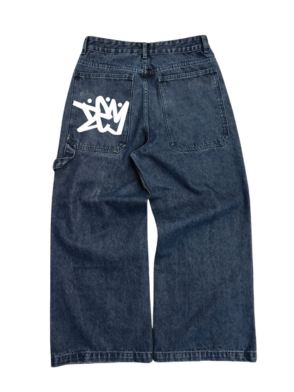BAGGY LOGO NAVY JEANS