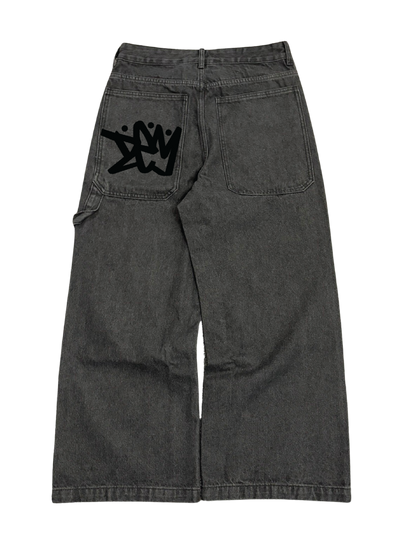 BAGGY LOGO DARK GREY JEANS